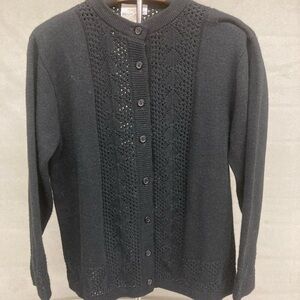 United Colors Of Benetton Elegant Black Knit Button up Women’s Large Cardigan